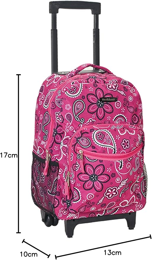 Rockland Double Handle Rolling Backpack, Bandana, 17"