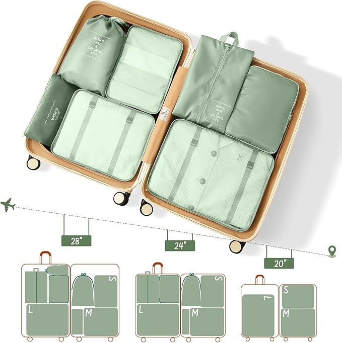 Packing Cubes for Travel - 8 Set Luggage Organizer Bags for Family, Mesh Breathable Travel Packing Cubes for Suitcases Durable Travel Essentials Bags Set