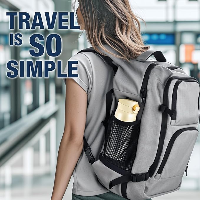 Dinictis Travel Backpack Carry on Flight Approved, Backpack Suitcase for Travel, Personal Item Travel Bag fits 17 inch Laptop- Grey