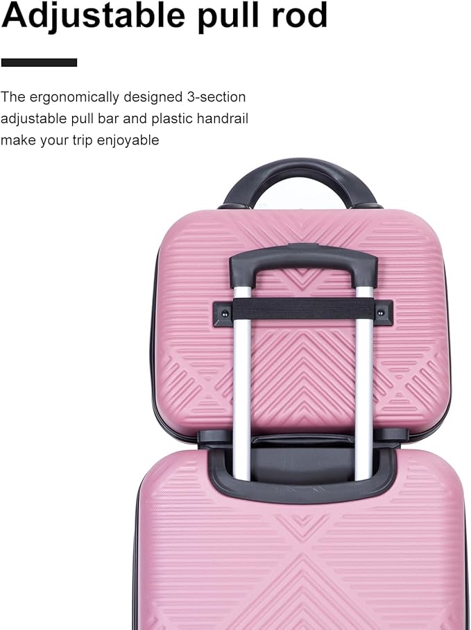 2 Piece Carry on Luggage Set, Airline Approved 20 Inch Luggage with Cosmetic Case HardShell Suitcase with Spinner Wheels, Lightweight Durable Hardside Suitcases Set, Pink