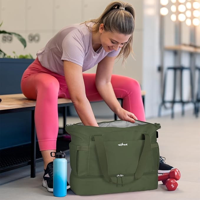 ETRONIK Gym Bag for Women, Personal Item Travel Bag with Shoes Compartment, Weekender Overnight Duffel Bag with Wet Pocket, Carry On Bag for Women, Travel, Gym, Weekend