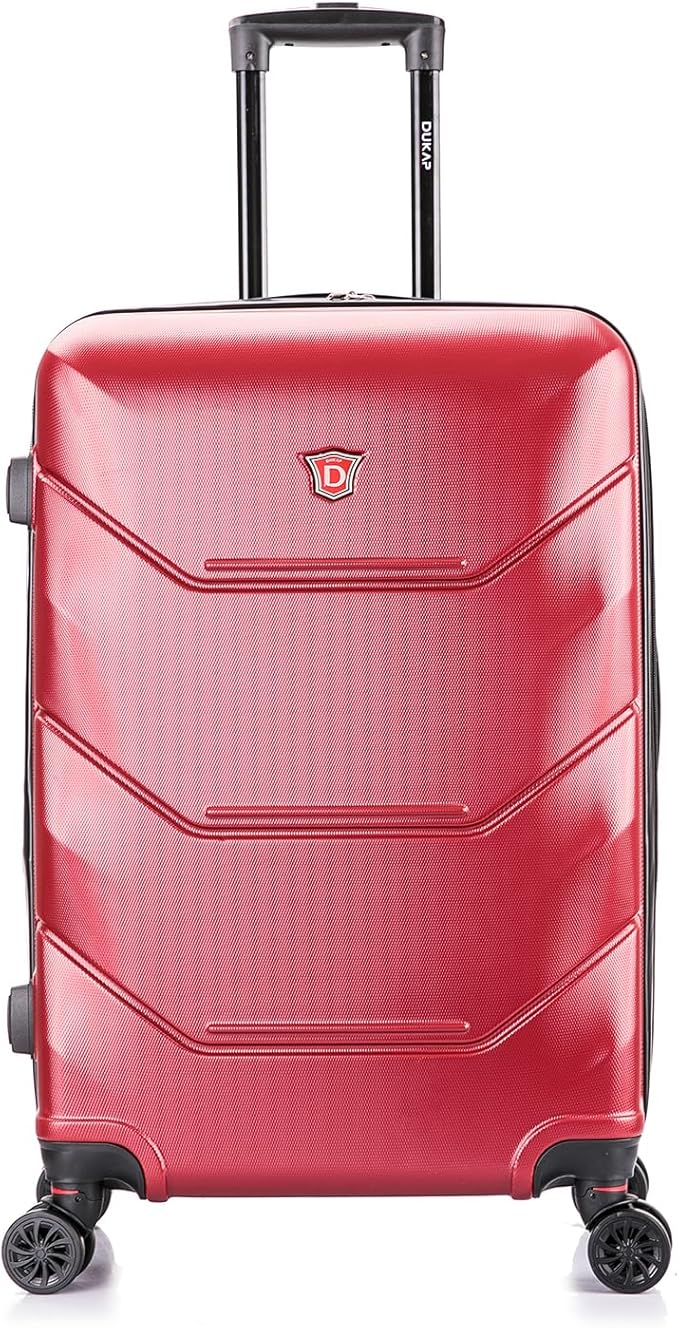 DUKAP ZONIX Luggage with Spinner Wheels | Durable Lightweight Hardside Suitcase, Spacious Travel Bag with Handle and Trolley | 26 Inch Medium Checked Luggage | Wine