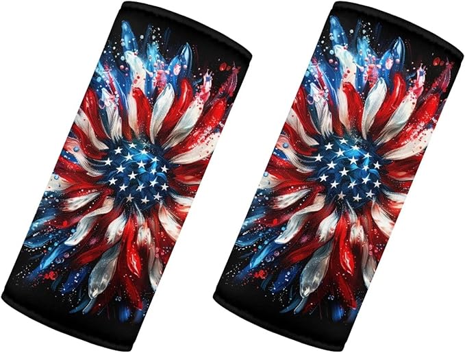 BIGCARJOB Sunflower Flags Luggage Handle Cover Set for Suitcase, 2 Pcs Universal Luggage ID Tags Door Handle Protection Sleeve Cover Identifier Travel Bag Wraps Travel Accessories