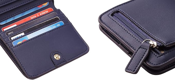 Toughergun Women’s Small Slim Leather Wallet with RFID Protection, Compact Bifold Mini Purse with Clear ID Window