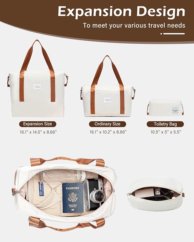 LONG VACATION Carry On Luggage Sets 3 Piece 20 Inch Suitcase Set, ABS+PC Hardshell Lightweight Travel Luggage with Spinner Wheels & YKK Zipper TSA Lock (BEIGE-BROWN, 20 Inch)