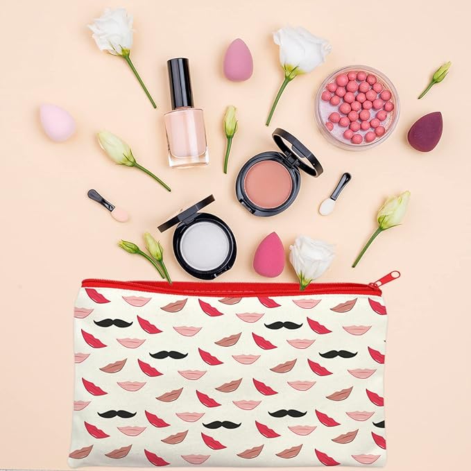 ZeeDix Canvas Pouch- Multi-purpose Cosmetic Bag with Zipper, DIY Craft Canvas Zipper Pouch Blank Makeup Bags Bulk Travel Toiletry Bag for Storage (8.3 x 5 inches)
