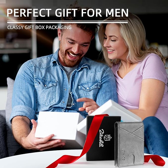 Zitahli Bifold Wallets for Men - Slim RFID Leather Credit Card Holder for 6-11 Cards, Minimalist Thin Wallet with ID Window & Cash Slot,Front Pockt Carteras Para Hombres, Birthday Gifts for Men | Slim, RFID Blocking, Premium, Front Pocket, Gift Box, Le...