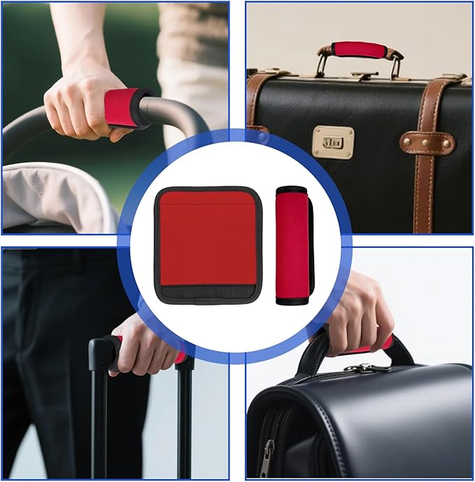 6 Pack Luggage Handle Wrap for Suitcase Luggage Tags Bright Soft Suitcase Identifiers Luggage Handle Covers Travel Accessories, Red