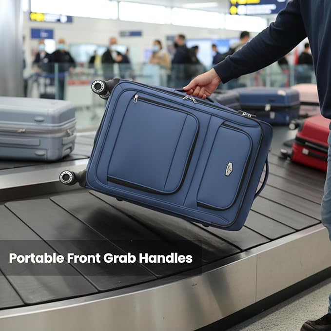 Softside Luggage Sets 3 Piece,Expandable Lightweight Durable Suitcase Sets Double Spinner Wheels w/Combination LOCK (20''/26''/30'')#Blue