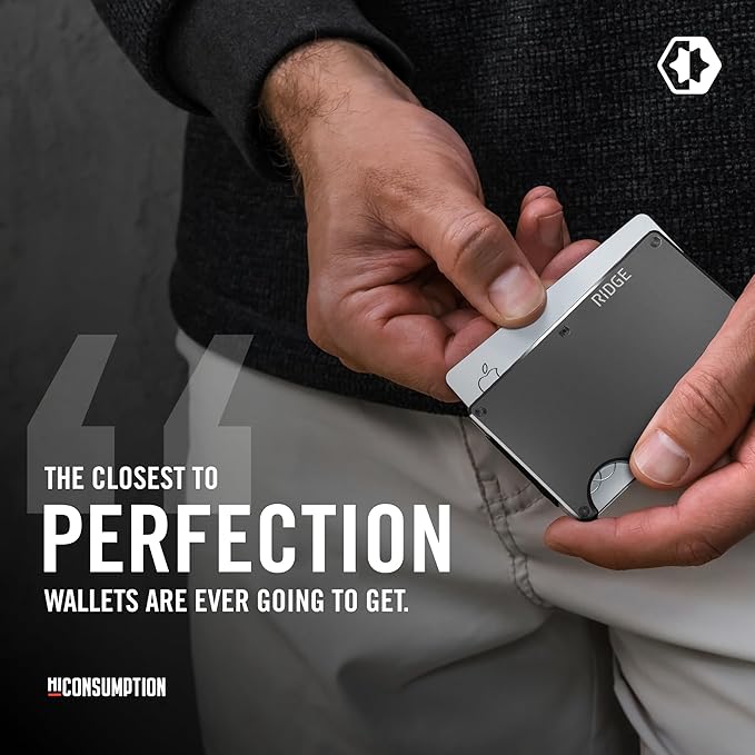Ridge Wallet for Men - Slim Minimalist Compact Wallet and Card Holder, RFID Protected Front Pocket Wallets for Men with Integrated Cash Strap