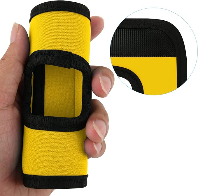 Cosmos 5 Pcs Neoprene Luggage Handle Wrap Soft Grip Handle Cover Luggage Identifier with Hollow Design for Push-Button Handle Trolley Handle and Travel Suitcase Trolley Case (Yellow)