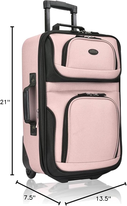 U.S. Traveler Rio Lightweight Softside Rolling Carry-on Suitcase, 2-Wheel Single, Pink