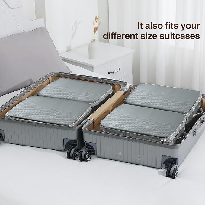 DIMJ Compression Storage Bags 8 Pack, 19L Clothes Storage Organizer for Blanket, Sweater, Closet, Sheet Storage Organizer Compression Packing Cubes for Sheet Bedding Toys Storage with Zipper(Gray)