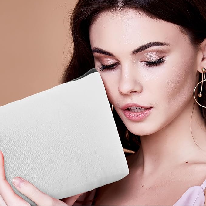 Saintrygo 30 Pcs Canvas Makeup Bags Bulk for Women Cosmetic Bags Small Travel Canvas Zipper Pouch Blank DIY Multipurpose Toiletry Hygiene Pouch for Women Purse Pencil Case(White,9.8 x 5 x 2 Inch)