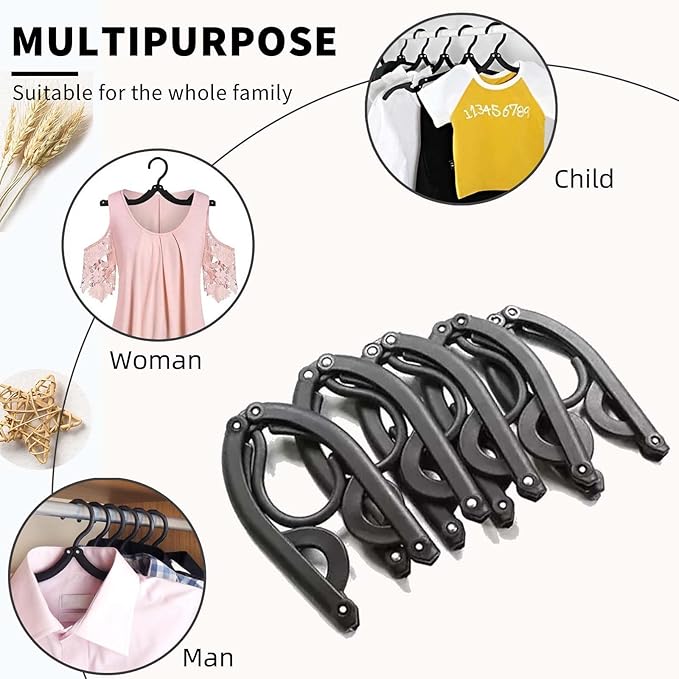 24 Pcs Black Travel Hangers Foldable for Suitcase, Portable Folding Clothes Hangers with Clothesline Travel Accessories, Cruise Ship Essentials Portable Foldable Hangers Drying Rack