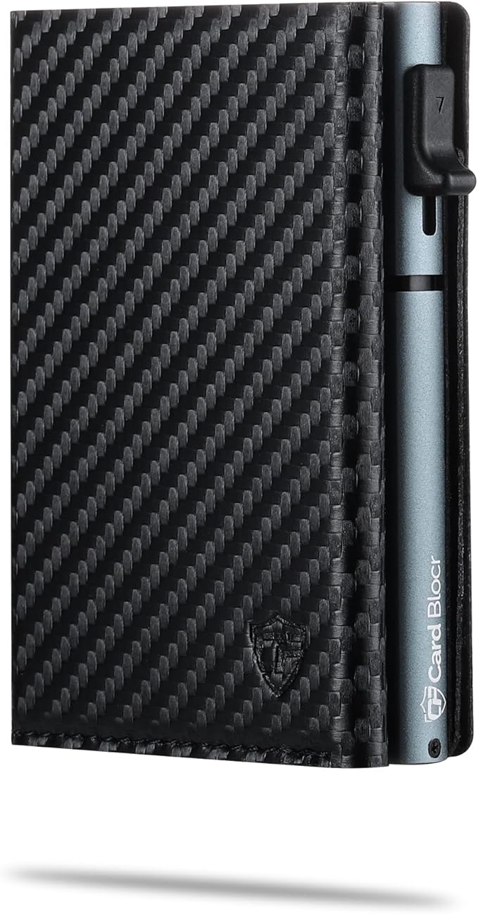 Conceal Plus Card Blocr Pop Up Wallet for Men - Slim Metal RFID Blocking Card Holder (4-6 Cards Ejector) - Minimalist Smart Front Pocket Wallet with Internal Cash + ID Storage