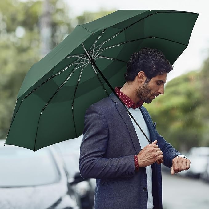 G4Free 54 Inch Large Compact Windproof Golf Umbrella for Rain Oversized Auto Open Close Folding Travel 10 Ribs Vented Double Canopy Umbrella for Women Men