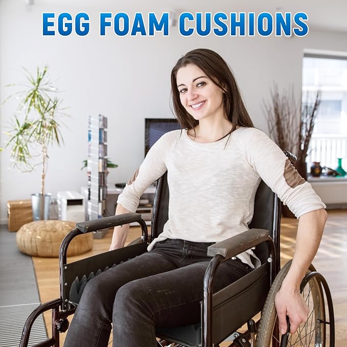 Geiserailie 1 Pcs Egg Foam Pad Eggs Chair Cushion to Relieve Back Foam Seat Cushion Chair Accessories Pad for Office Recliner Wheelchair Home Car (Egg,Black Gray)