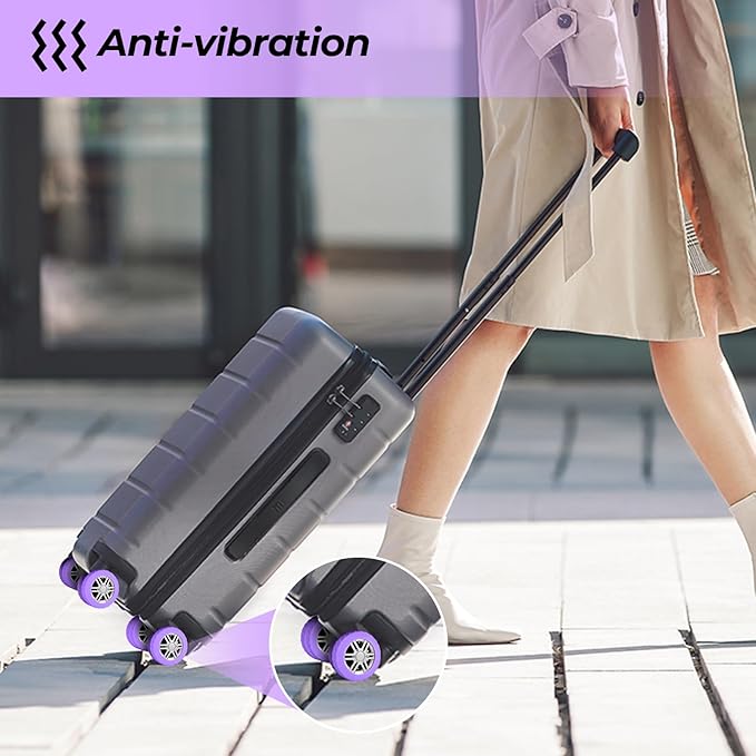 8-Piece Silicone Luggage Wheel Covers-For Dual-Row Spinner Wheels (2.0"-2.4") Diameter Only-Reduces Noise and Prevents Scratches-Designed for Wheels with a Top Clearance Greater Than 0.12"(Purple)