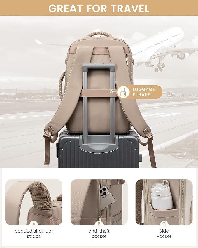 LOVEVOOK Travel Essentials Carry on Backpack 40L Travel Backpack for Women Men,Waterproof TSA Personal Item Travels Bag Airline Flight Approved,Large Carry on Luggage Laptop Backpack with Packing Cube