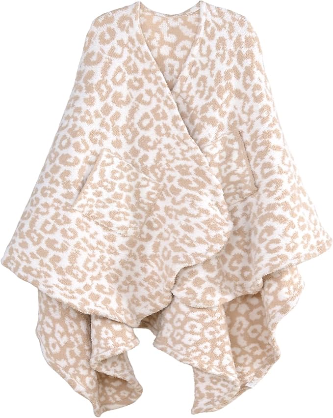 JOOJA Wearable Blanket Super Soft Feather Yarn Blanket Shawl with Pockets Fuzzy Throw Blanket TV Blanket for Adults Teens