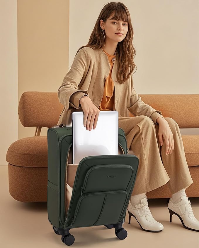 LOVEVOOK Carry On Luggage 22x14x9 Airline Approved, 22 Inch Softside Suitcases with Spinner Wheels, Lightweight Carry-on Suitcase with TSA Lock for Women Men, Large Luggage for Travel Business Trip