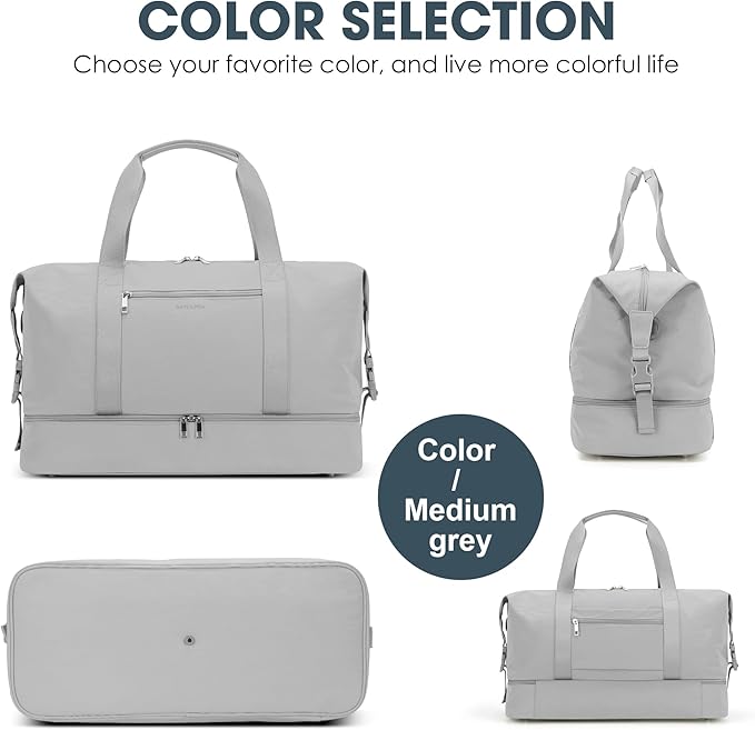 Oeihuivt Weekender Bags for Women - 21 Inch Large Travel Duffel Bag 2-Piece Set with Shoe Compartment, Heavy-Duty Canvas Leather Carry On Overnight Tote