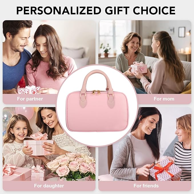 Travel Makeup Bag for Women Fashion Large Capacity Pouch Open Flat Cosmetic Portable Organizer Waterproof Large Opening Storage Toiletry Bags Vertical Free-Standing Brush Holder for Easy Access Pink