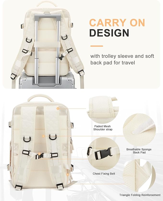 WONHOX Large Travel Backpack Carry on Flight Approved Laptop Work Business Backpack for Women Men Mochila de Viaje