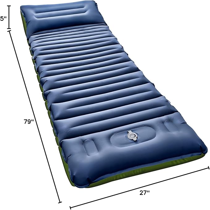 Myxslop Sleeping Pad, Ultralight Inflatable Sleeping Pad for Camping with Pillow & Pump, Air Mattress Super Portable, Great for Camping Gear, Hiking, Side or Lounging Sleeper (Blue)