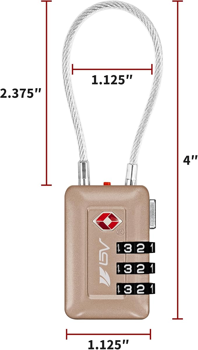 TSA Accepted Luggage Travel Lock, Set-Your-Own Combination Lock for School Gym Locker, Luggage Suitcase Baggage Locks, Filing Cabinets, Toolbox, Case (Titanium, 1 Pack)