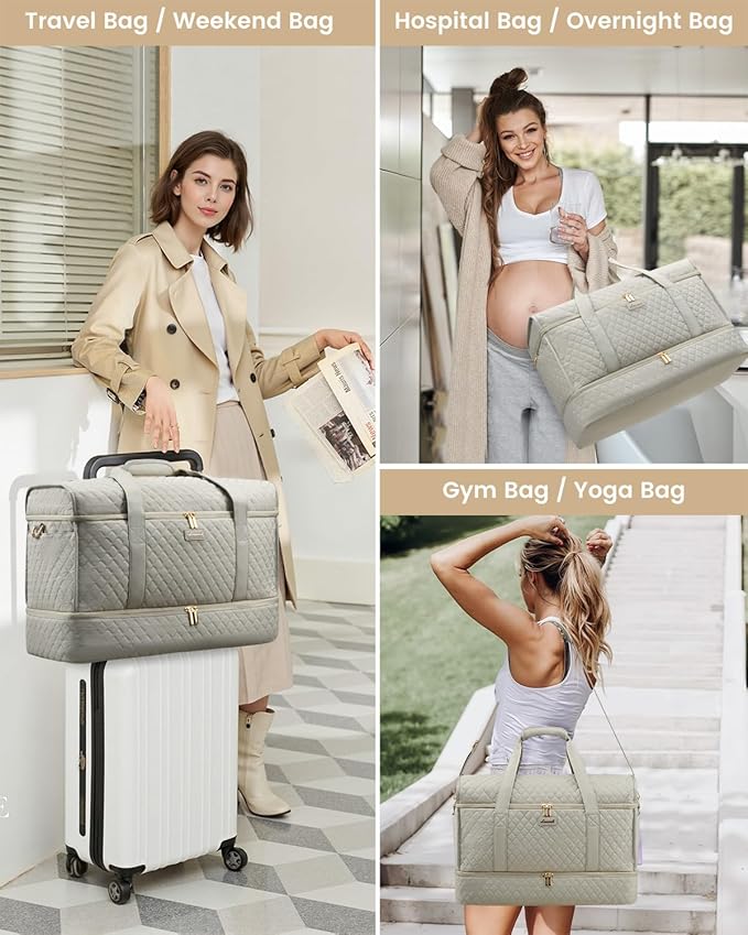 LOVEVOOK Large Travel Duffle Bag, Weekender Bags for Women With Shoe Compartment, Overnight Hospital Bag For Women Labor Delivery, Carry on Bag Personal Item Travel Bag, Yoga Gym Duffel Bag