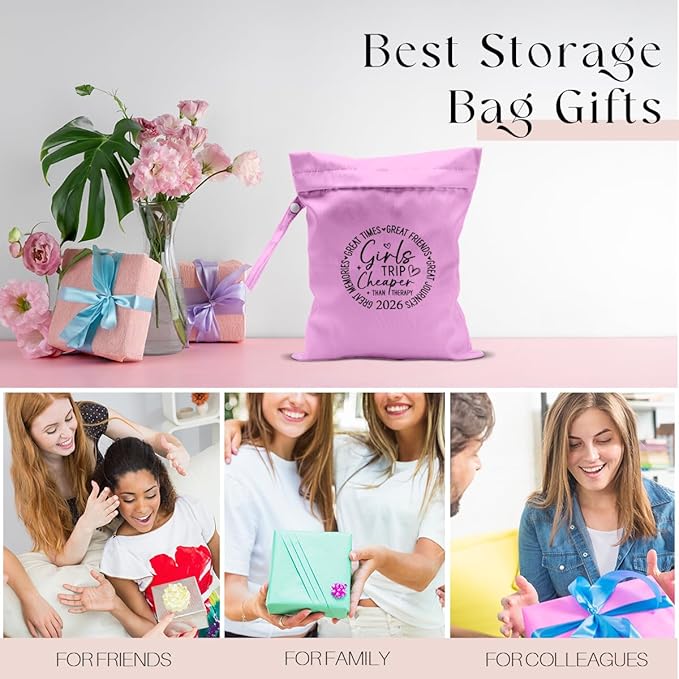 Girls Trip Gifts Wet Dry Bag, Beach Bag Wet Bag Favors, for Swimsuit Toiletry Travel Essentials For Women Aloha Bags, Beach Travel Gym Laundry bags for Dirty Diaper Swimsuit Gifts (Pink)