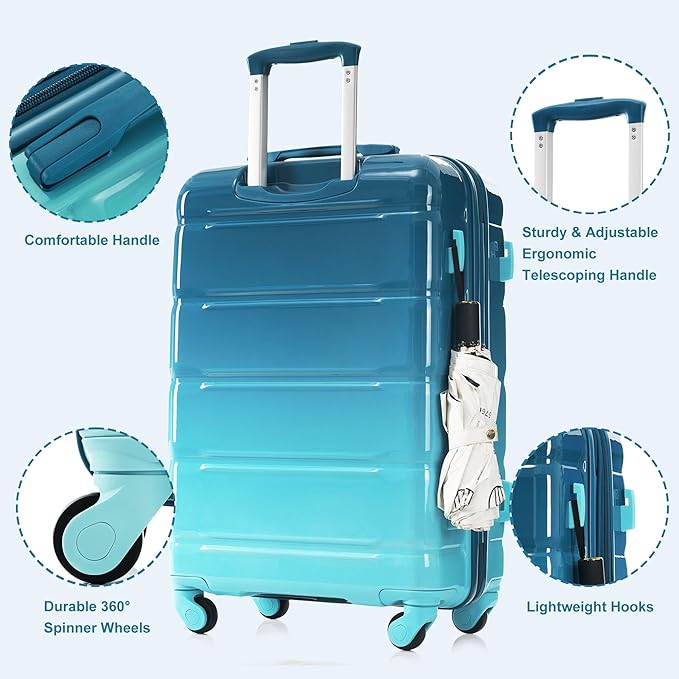 3 Piece Suitcase Luggage Sets, ABS with TSA Lock and USB Port