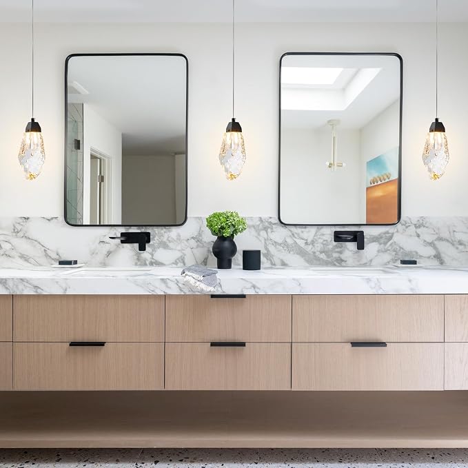 Black Crystal Pendant Light with Prism Crystals and LED Enhance Kitchen Island, Bathroom, Bedroom, and Bar Ambiance