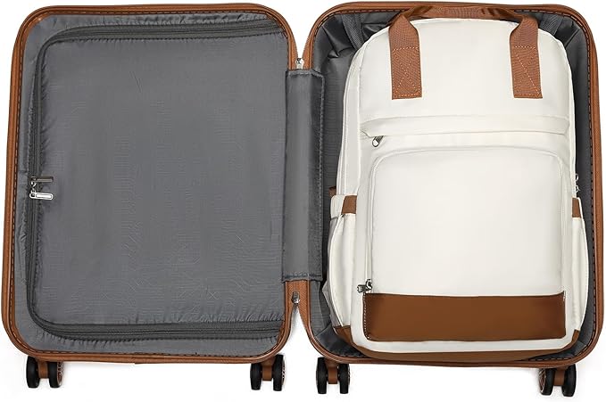 Kono Luggage Set 3 Piece Carry On Hardside Luggage with TSA Lock Spinner Wheels Lightweight PC+ABS Carry On Suitcase Cream White