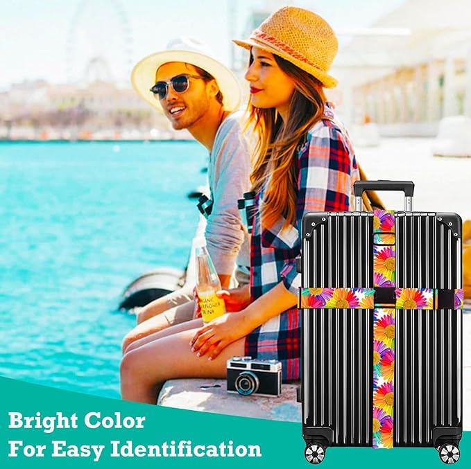 Luggage Straps for Suitcases TSA Approved Easy Pack Organized Suitcase Strap, Luggage Strap, Luggage Belt Strap, Bag Straps for Luggage. Buckle Straps Travel Accessories (Sunflower)