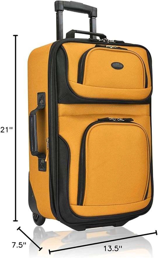 U.S. Traveler Rio Lightweight Softside Rolling Carry-on Suitcase, 2-Wheel Single, Orange