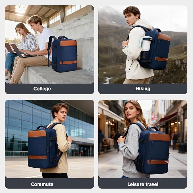 Smart Suitcase-style Laptop Backpack, 25L / 35L Practical Travel Bag for Work, Leisure & Flight, Luggage-Style Commuter Pack (Navy, 25L)
