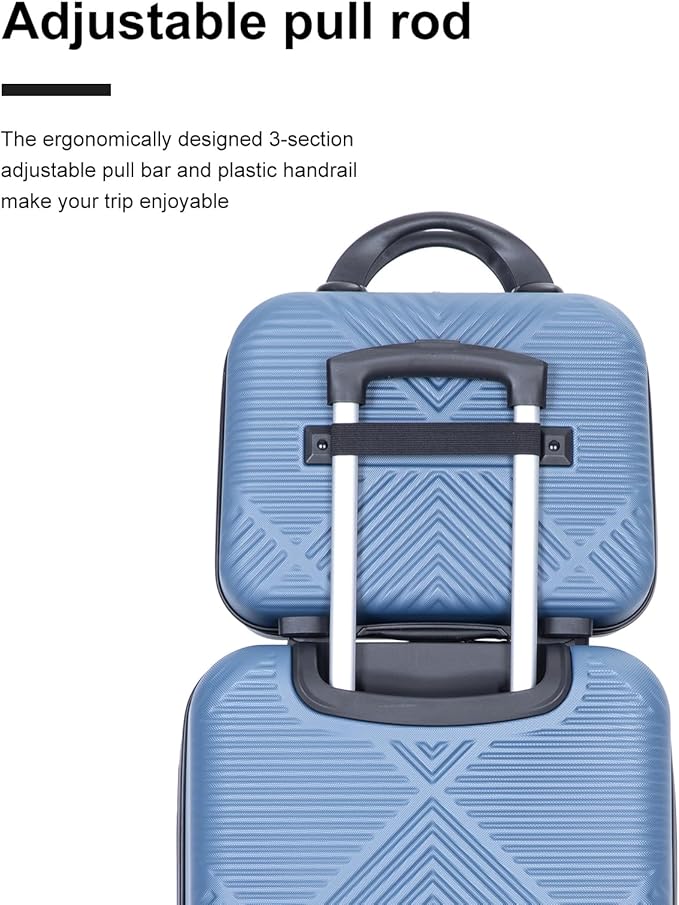 2 Piece Carry on Luggage Set, Airline Approved 20 Inch Luggage with Cosmetic Case HardShell Suitcase with Spinner Wheels, Lightweight Durable Hardside Suitcases Set, Blue