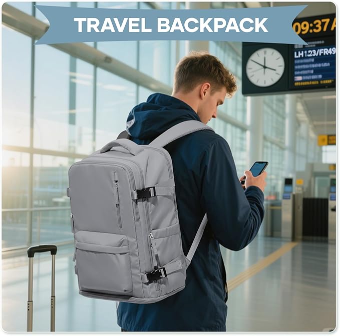 WONHOX Large Travel Backpack Carry on Flight Approved Laptop Work Business Backpack for Women Men Mochila de Viaje
