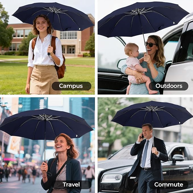 ZDSSM Compact Inverted Travel Umbrella, Automatic Open Close, 9-Rib 46 Inch Windproof Umbrella, Waterproof UPF 50+, Portable Umbrellas for Men, Women, Travel, and Daily Use