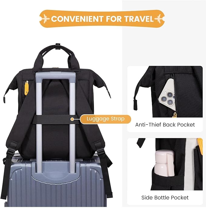 LOVEVOOK 17.3 Laptop Backpack for Women, Teacher Nurse Bag Work Travel Computer Backpacks Purse,Water Resistant Daypack,Y Beige Black 17.3in