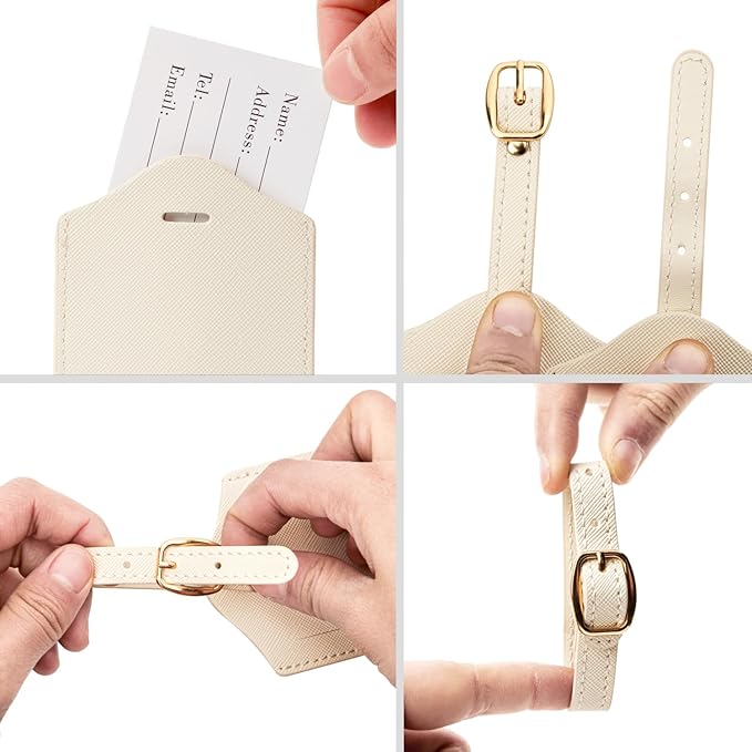 Initial Luggage Tag, PU Leather Luggage Tag, Embroidered Luggage Tag, Letter Luggage Tag, Monogrammed Luggage Tag, Luggage Tag for Baggage Bag Suitcase (R, White Leather+Rose Red Letter)