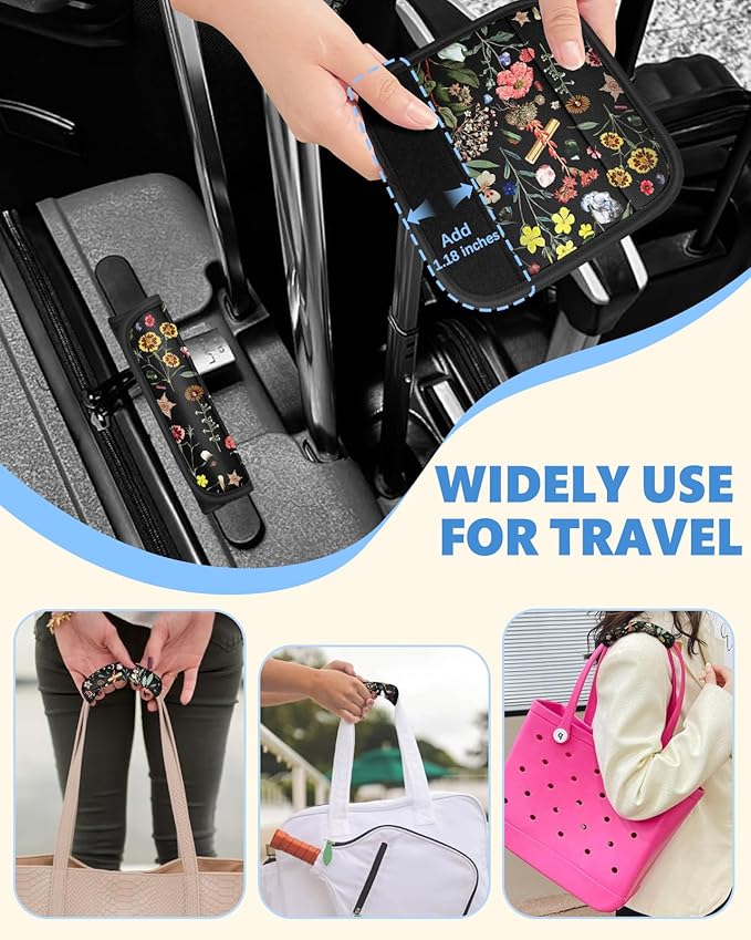 Slohif Luggage Handle Wrap 5Pcs Suitcase Identifier - Bag Strap Cover for Bogg Travel Accessories Easy Identification Bright Marker Sleeve Grips Comfort Neoprene Concealed Tag for Airport Flower
