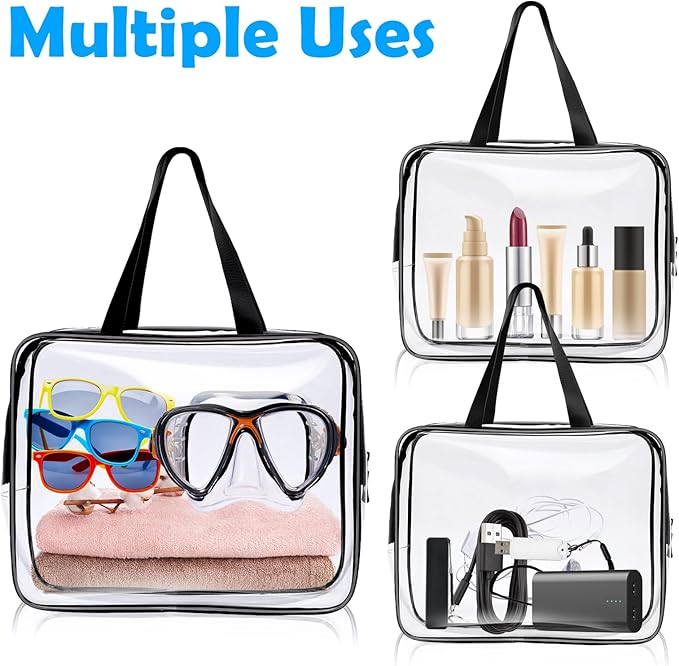 Clear Travel Bags for Toiletries, PVC Waterproof Toiletry Bags, TSA Approved, 2 Pack Unisex Adult Cosmetic Bag