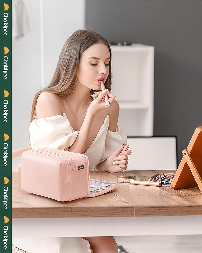 Toiletry Bag for Women - Travel Toiletries Organizer Dopp Kit Water Resistant Cosmetic Bag for Toiletry Accessories, Lightweight Pink Toiletries Bags with Zippers, Bathroom Essentials