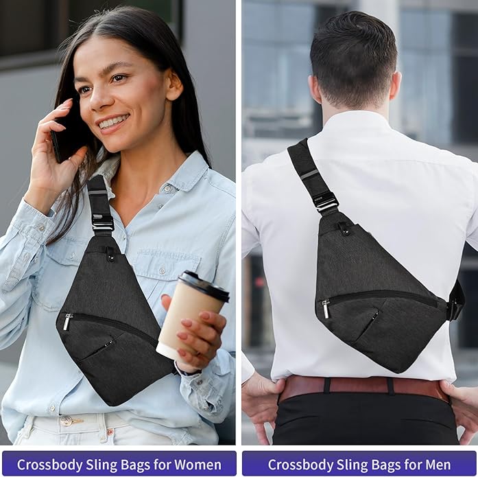 OSOCE Crossbody Sling Bag, Water-Resistant Anti Theft Chest Pack, Minimalist Commuter Daypack for Travel Hiking Work