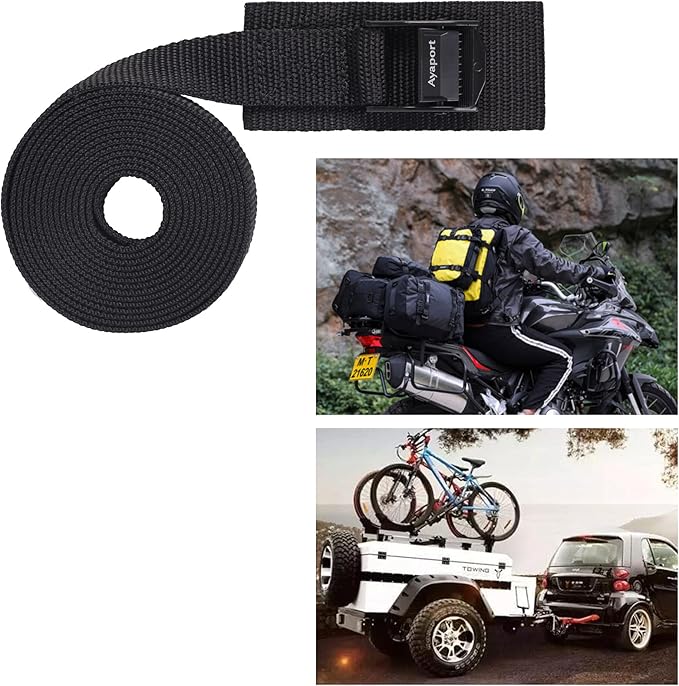 Ayaport Lashing Straps Car Roof Rack Straps Cam Buckle Tie Down Strap for Kayak, SUP, Canoe, Surfboard Packing Black 4 Pack