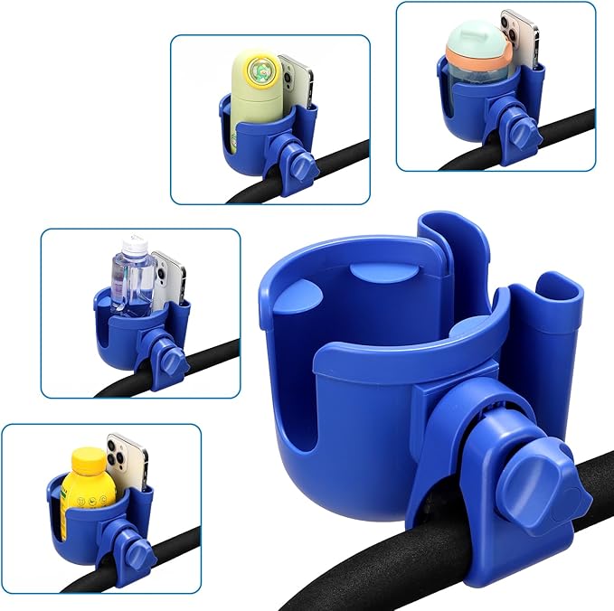 Accmor Stroller Cup Holder with Phone Holder, Bike Cup Holder, Universal Cup Holder for Uppababy Nuna Doona Strollers, 2-in-1 Cup Phone Holder for Stroller Bike Wheelchair Walker Accessory